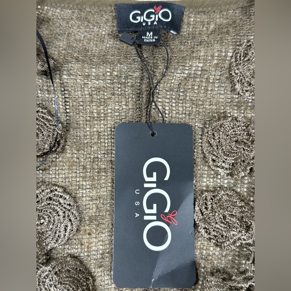 Gigio USA Women’s Medium Open Front Duster Cardigan Boho Crochet Lace Brown NWT - Picture 6 of 10